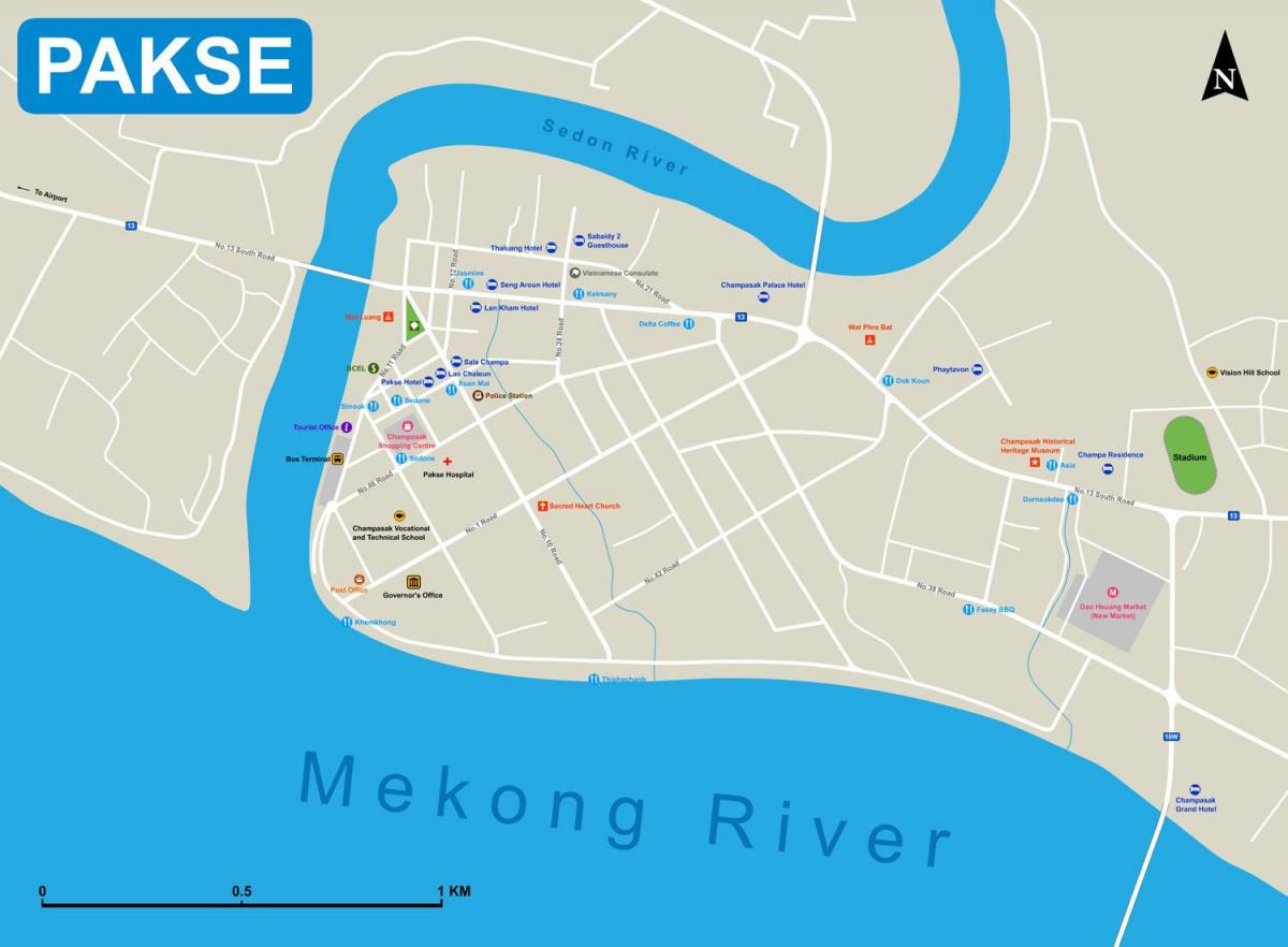 pakse ನಕ್ಷೆ ಲಾವೋಸ್