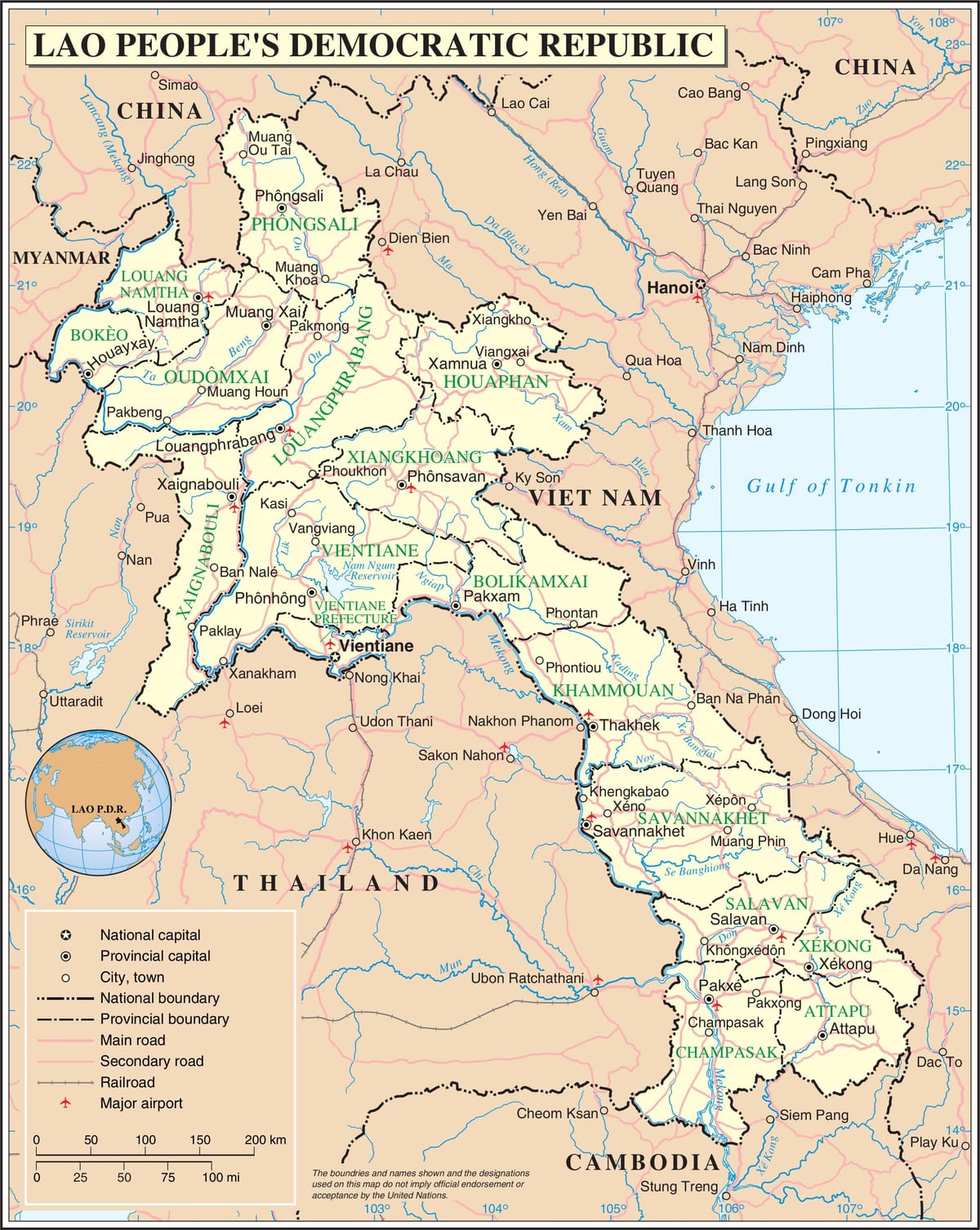 ಮ್ಯಾಪ್ ಆಫ್ ಲಾವೋಸ್ ರಸ್ತೆ